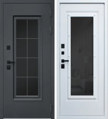 Дверь Titanium с Окном и Английской Решеткой Терморазрыв 3К